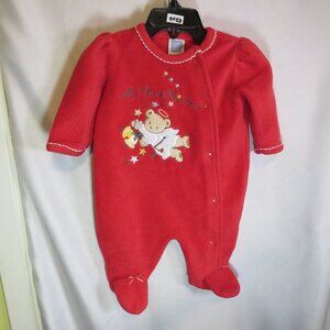 Baby Angel bear "my first Christmas" footed bodysuit embroidered